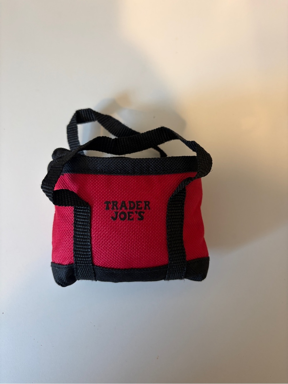 Trader Joe's Red Mini Tote with Black Trim - Compact Travel Toiletry Bag